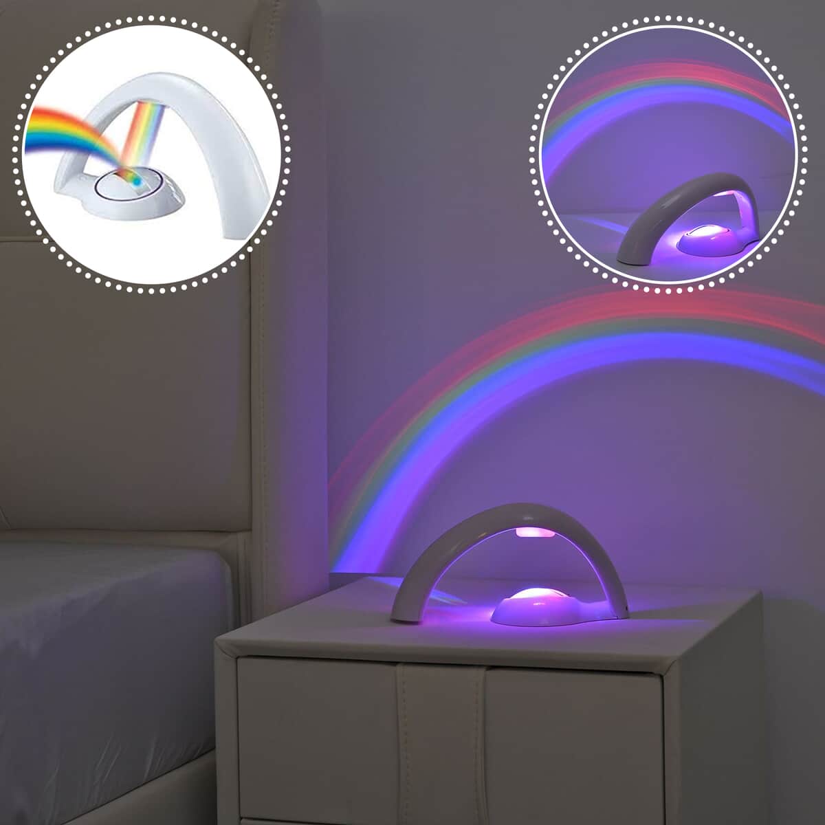 White Enchanting Rainbow LED Night Projection Lamp image number 1