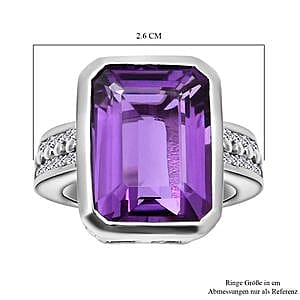 Lusaka Amethyst and White Zircon 7.75 ctw Ring in Platinum Over Sterling Silver (Size 5.5)