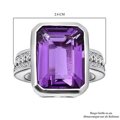 Lusaka Amethyst and White Zircon 7.75 ctw Ring in Platinum Over Sterling Silver (Size 5.5)