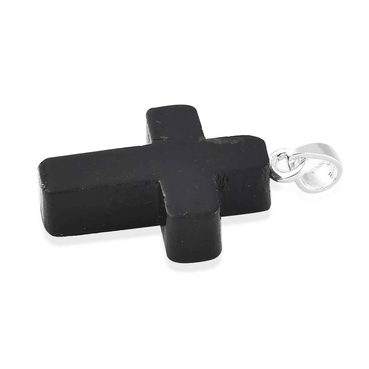 Shungite Cross Pendant in Sterling Silver 8.75 ctw image number 2