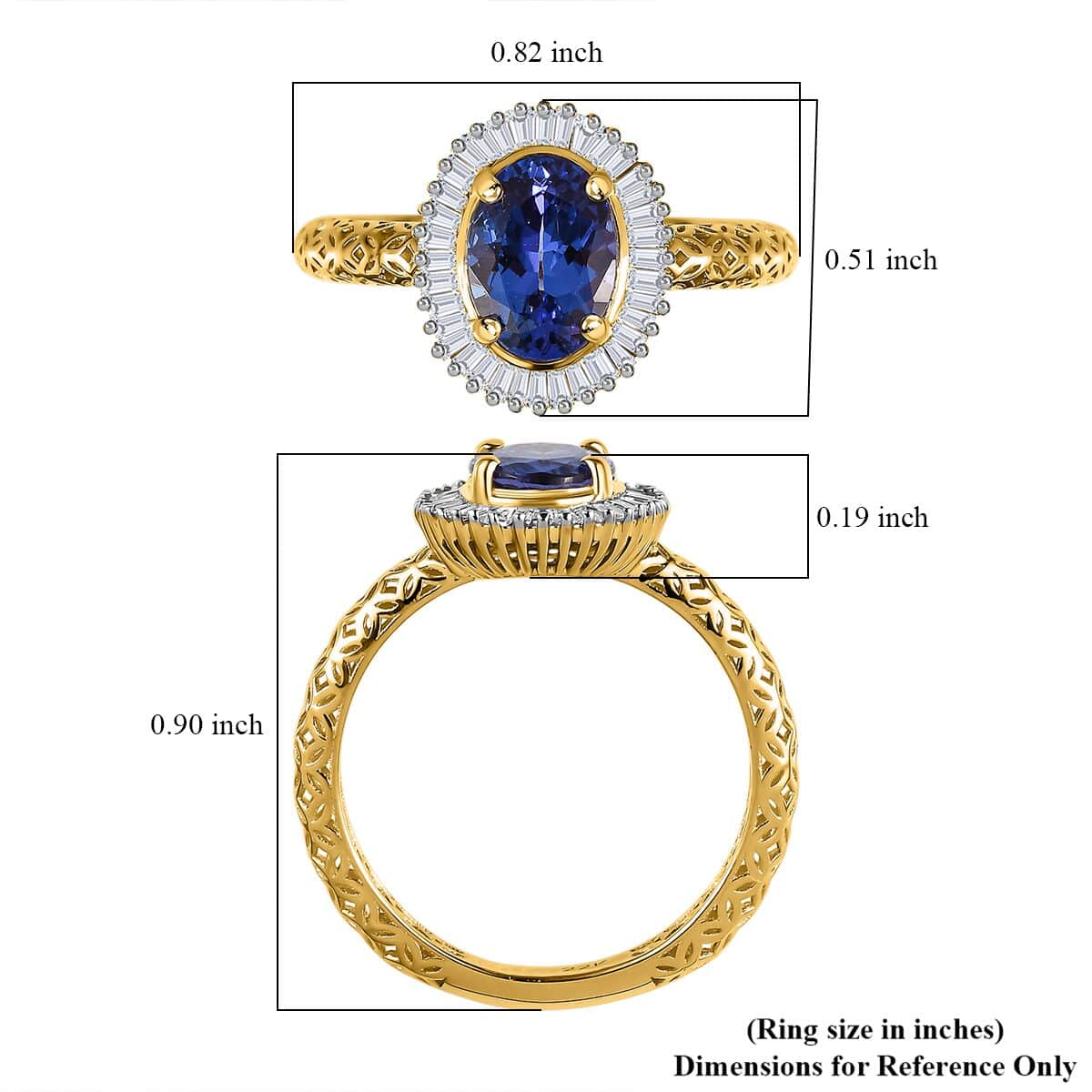 MIRAGE COLLECTION 22K Yellow Gold AAAA Tanzanite and Diamond E-F VS2 Halo Ring 2.50 Grams 1.60 ctw image number 5