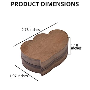Double Heart Shape Walnut Jewelry Ring Box - Brown