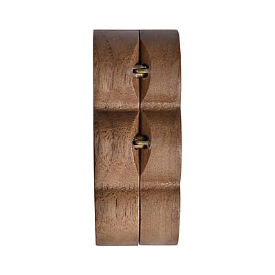Double Heart Shape Walnut Jewelry Ring Box - Brown