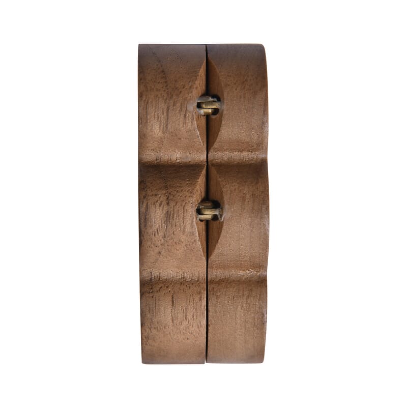Double Heart Shape Walnut Jewelry Ring Box - Brown