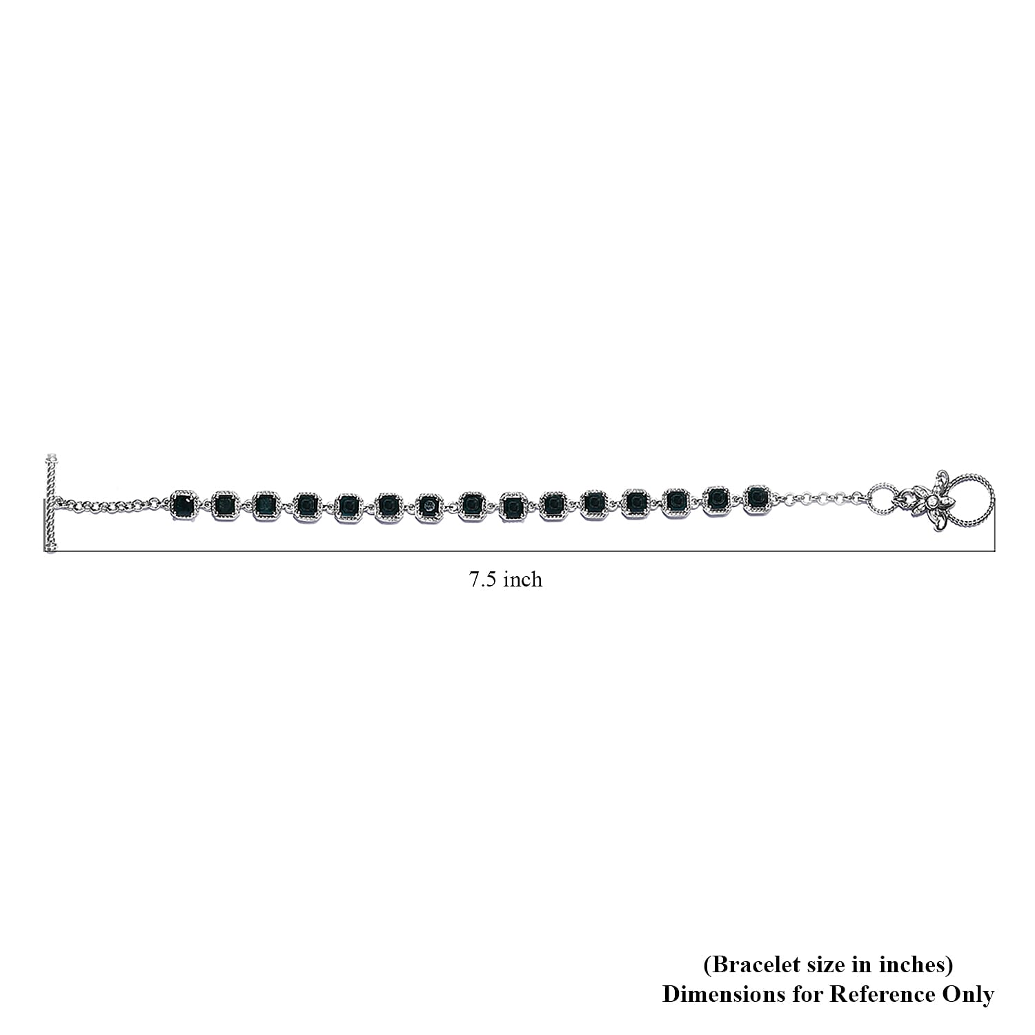 Teal Grandidierite and Natural White Zircon Fancy Bracelet in Platinum Over Sterling Silver (7.25 In) 5.20 ctw