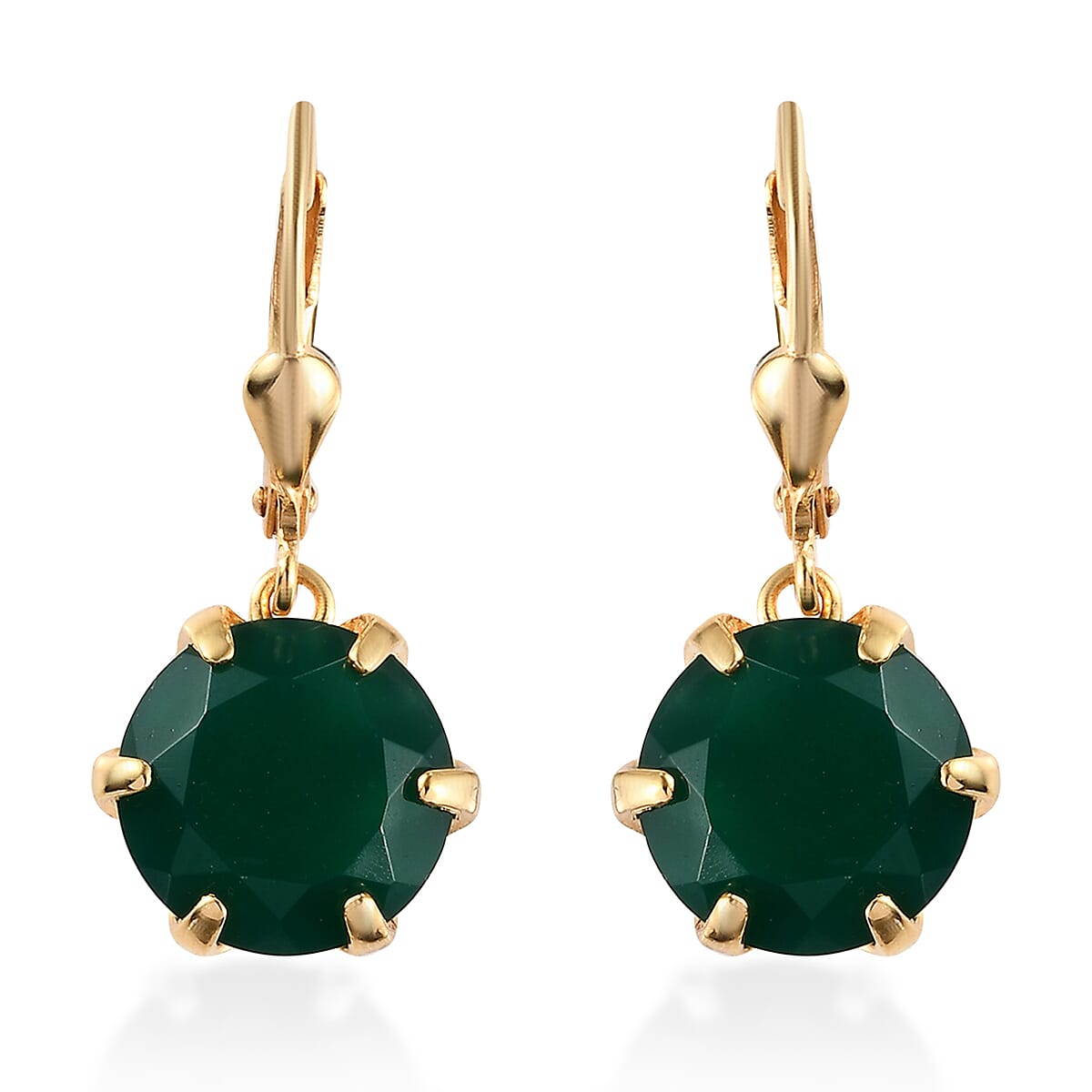 Verde Onyx Lever Back Earrings in Vermeil Yellow Gold Over Sterling Silver 8.00 ctw