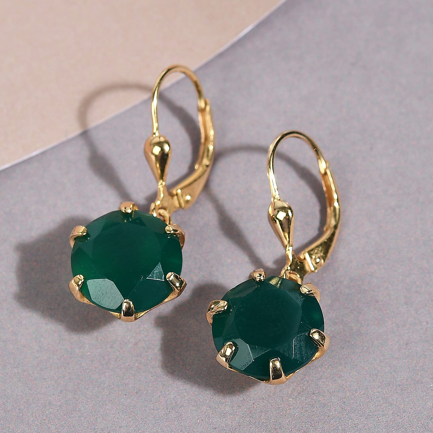 Verde Onyx Lever Back Earrings in Vermeil Yellow Gold Over Sterling Silver 8.00 ctw