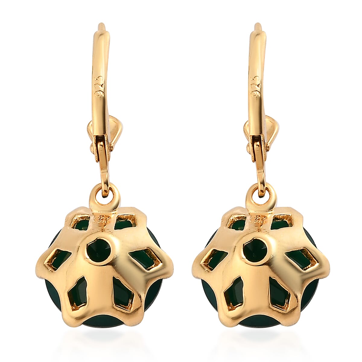 Verde Onyx Lever Back Earrings in Vermeil Yellow Gold Over Sterling Silver 8.00 ctw