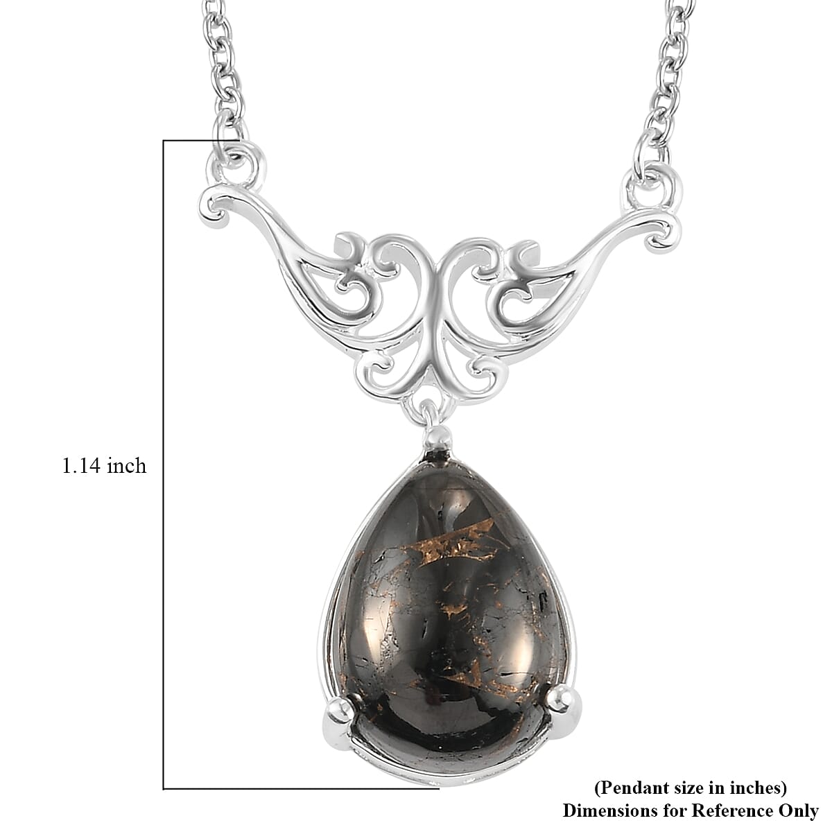 Matrix Silver Shungite Drop Necklace 18 Inches in Sterling Silver 3.90 ctw