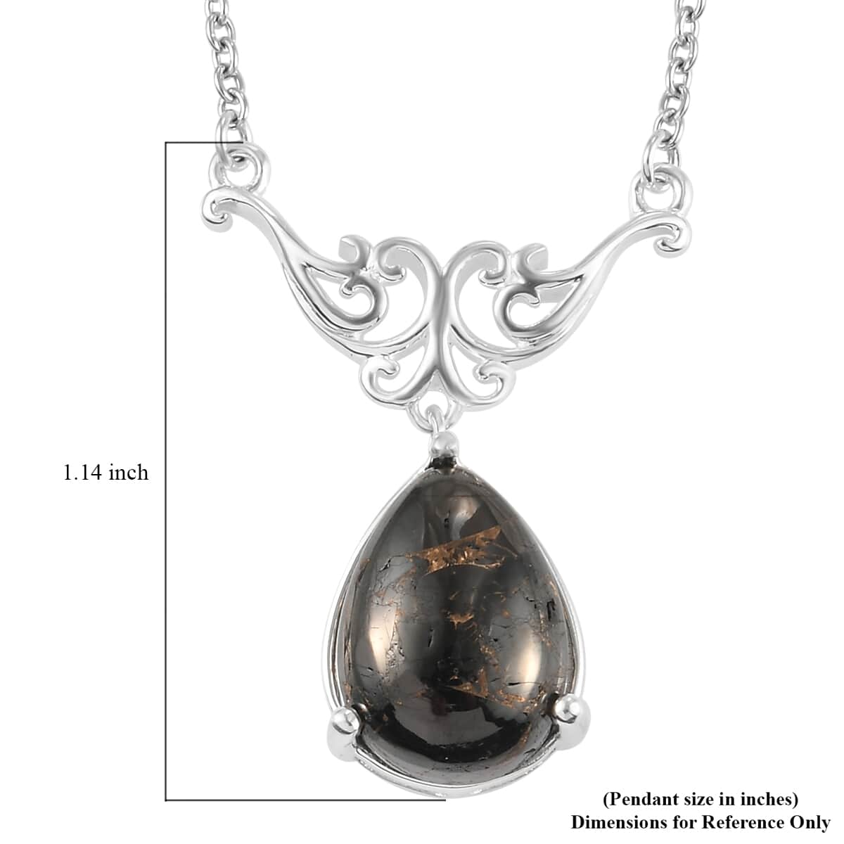 Matrix Silver Shungite Drop Necklace 18 Inches in Sterling Silver 3.90 ctw image number 5