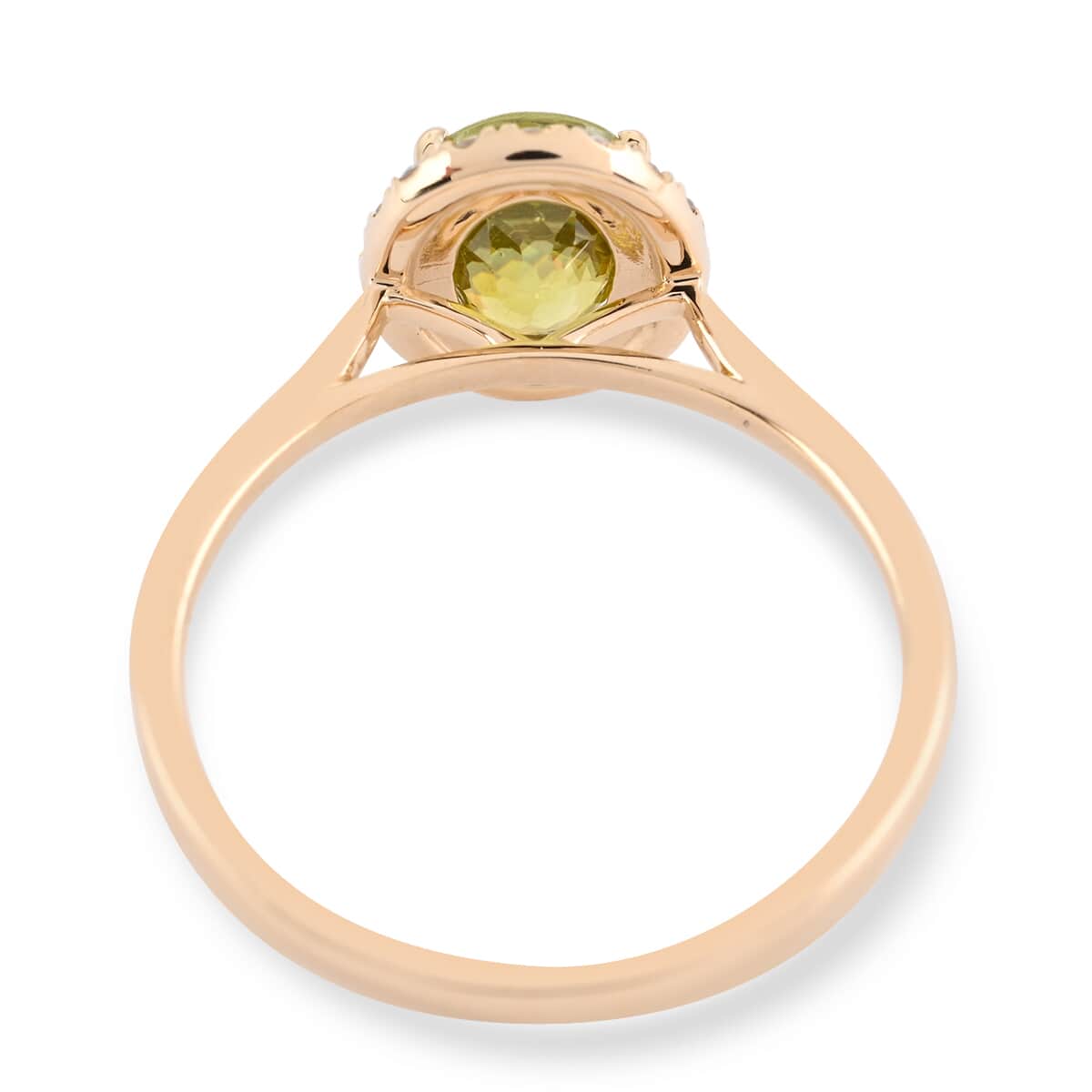 Certified & Appraised Luxoro 14K Yellow Gold AAA Sava Sphene and G-H I2 Diamond Halo Ring (Size 7.0) 2.20 Grams 1.80 ctw image number 4
