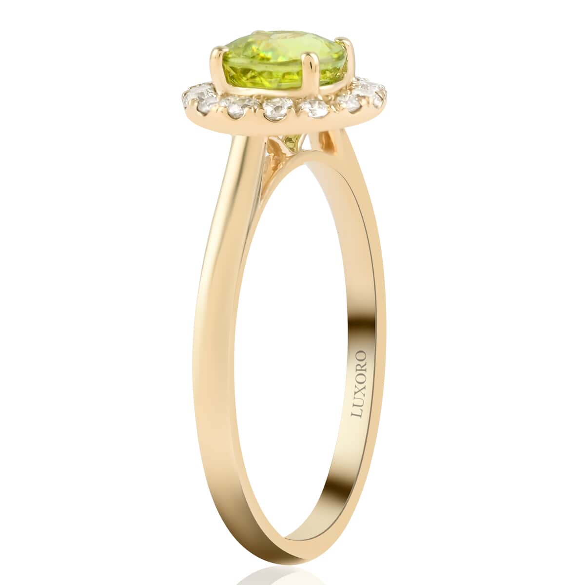 LUXORO 14K Yellow Gold AAA Sava Sphene and G-H I2 Diamond Halo Ring 2.40 Grams 1.30 ctw image number 3