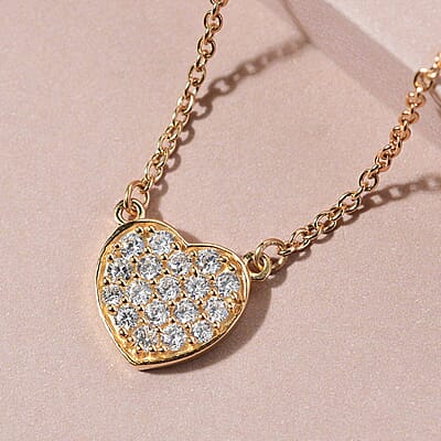 Simulated Diamond Cluster Necklace 18 Inches in 14K Yellow Gold Over Sterling Silver and Stainless Steel 1.10 ctw