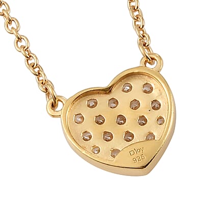 Simulated Diamond Cluster Necklace 18 Inches in 14K Yellow Gold Over Sterling Silver and Stainless Steel 1.10 ctw