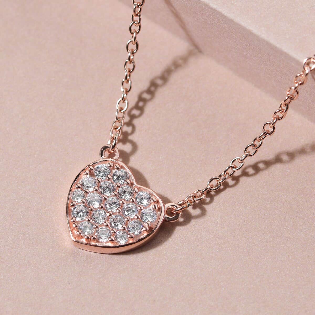 Simulated Diamond Cluster Necklace 18 Inches in 14K Rose Gold Over Sterling Silver and Stainless Steel 1.15 ctw image number 1