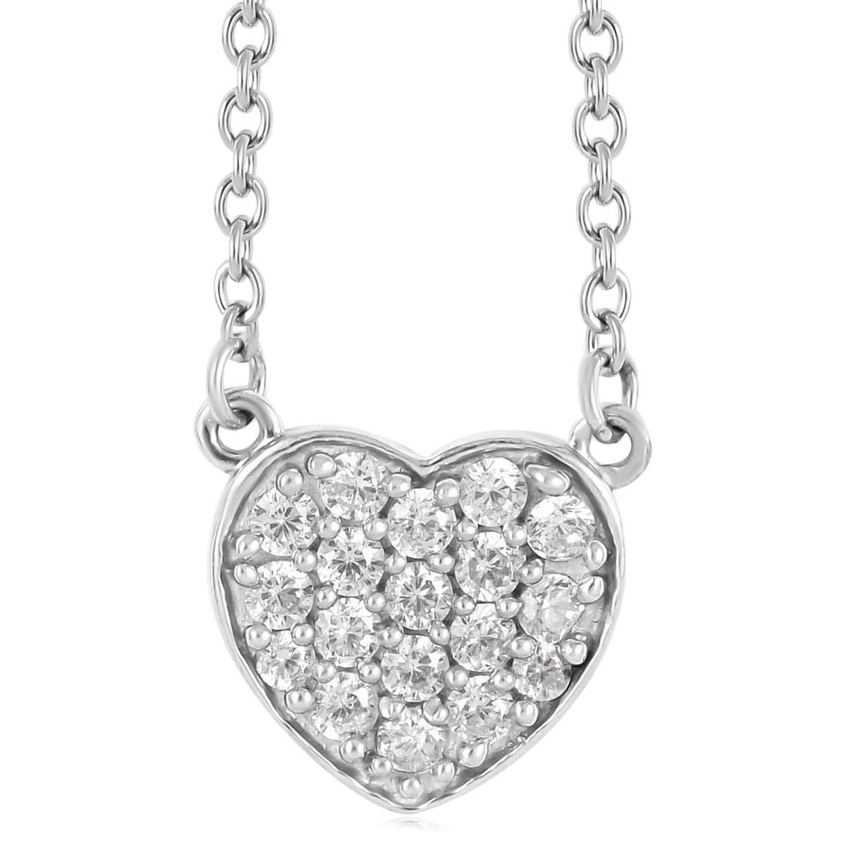 Simulated Diamond Cluster Necklace 18 Inches in Platinum Over Sterling Silver and Stainless Steel 1.15 ctw image number 0