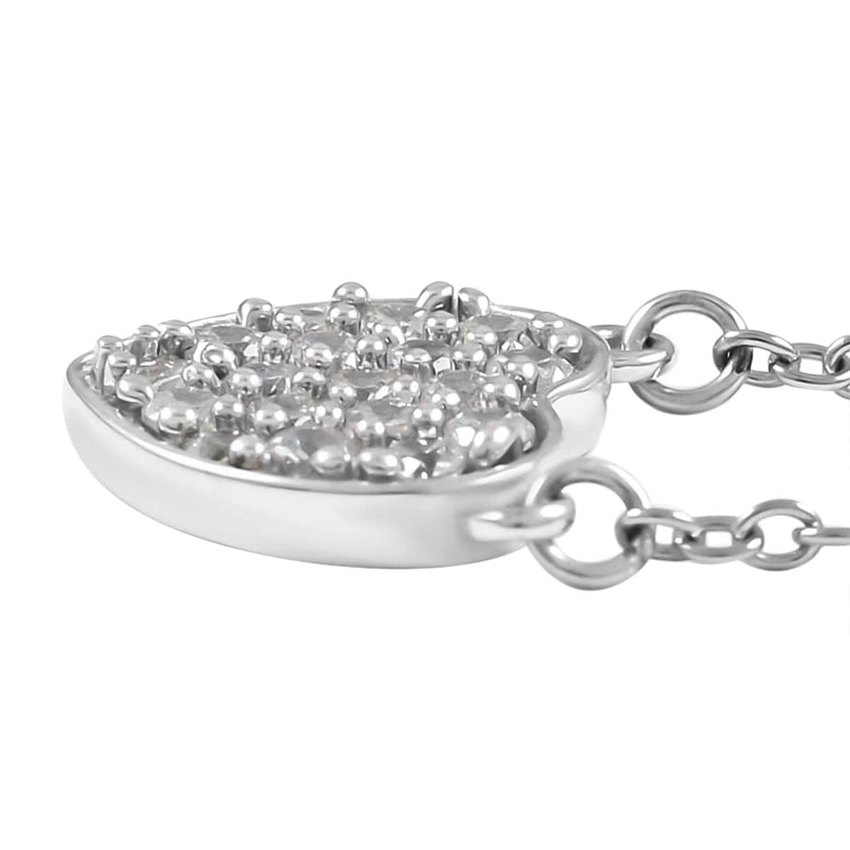 Simulated Diamond Cluster Necklace 18 Inches in Platinum Over Sterling Silver and Stainless Steel 1.15 ctw image number 3