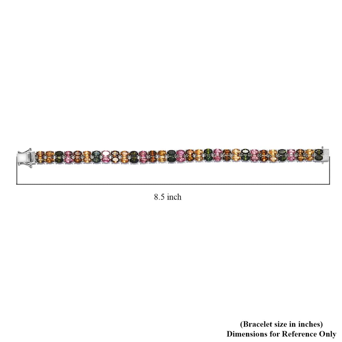 Multi-Tourmaline Double Row Bracelet in Platinum Over Sterling Silver (8.00 In) (19.65 g) 27.25 ctw image number 6