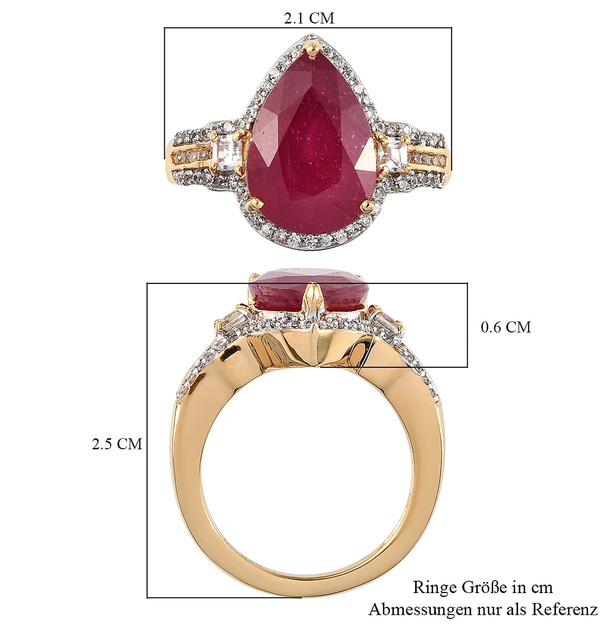 Niassa Ruby (FF), White Zircon Ring in 14K YG Over Sterling Silver (Size 8.0) 6.64 ctw