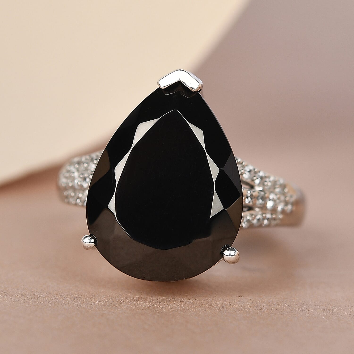Elite Shungite and White Zircon 5.35 ctw Ring in Platinum Over Sterling Silver (Size 5.5)