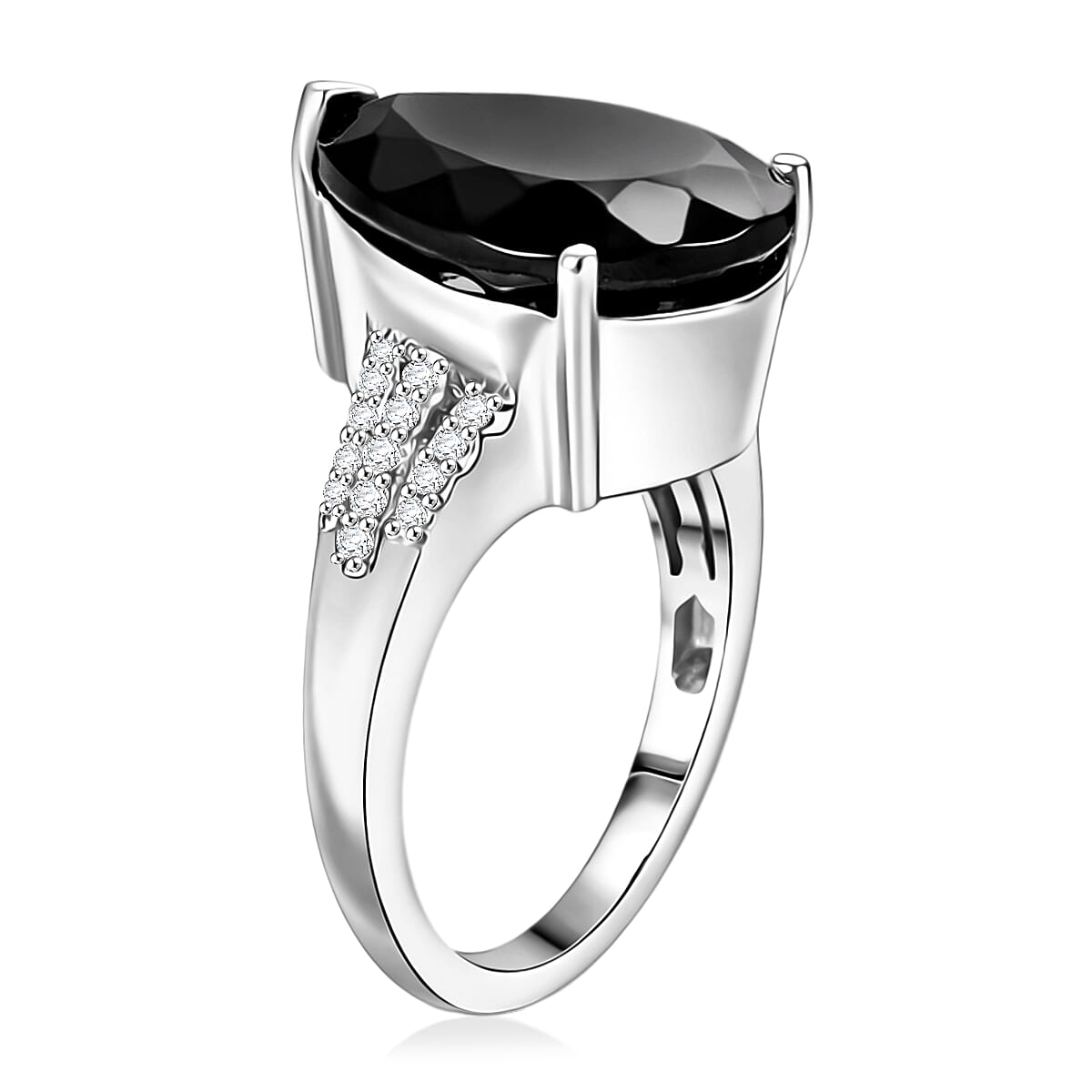 Elite Shungite and White Zircon 5.35 ctw Ring in Platinum Over Sterling Silver (Size 5.5)