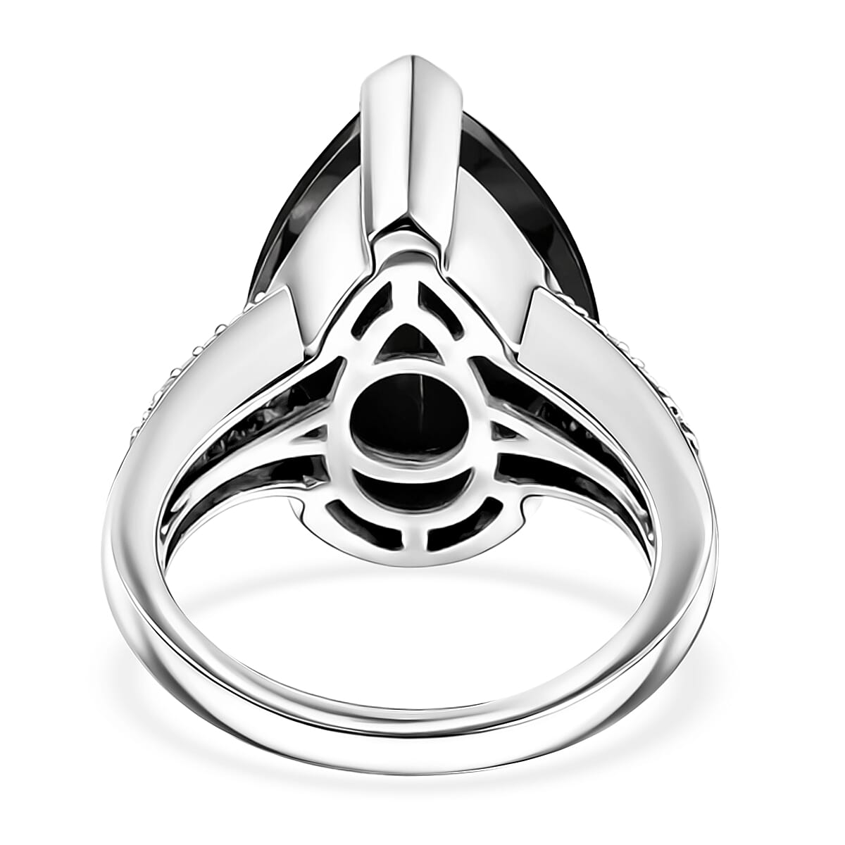 Elite Shungite and White Zircon 5.35 ctw Ring in Platinum Over Sterling Silver (Size 5.5)