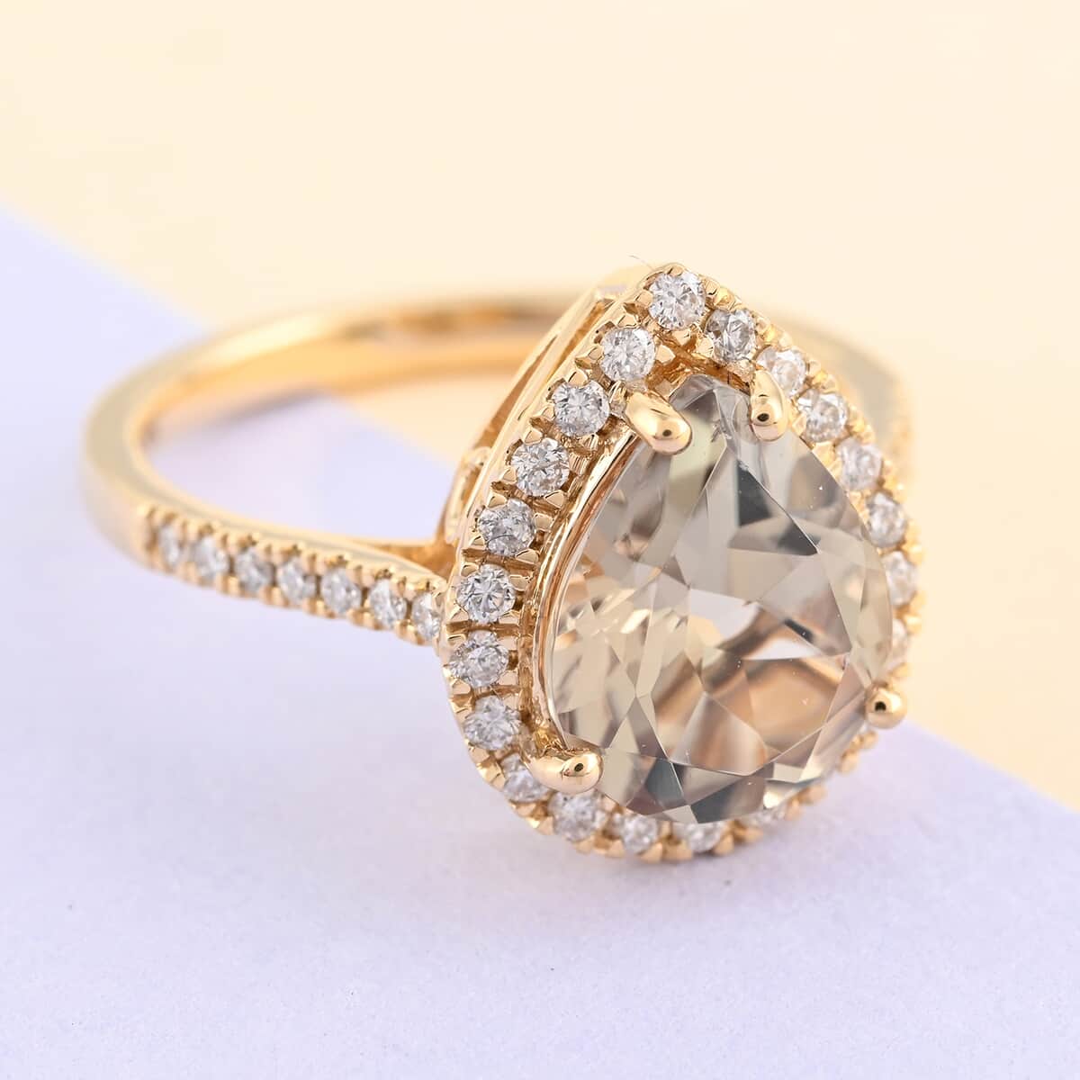 Certified and Apprised ILIANA 18K Yellow Gold AAA Turkizite and Diamond (0.30 cts) (G-H, SI) Ring (Size 6.0) (4.01 g) 3.05 ctw image number 1