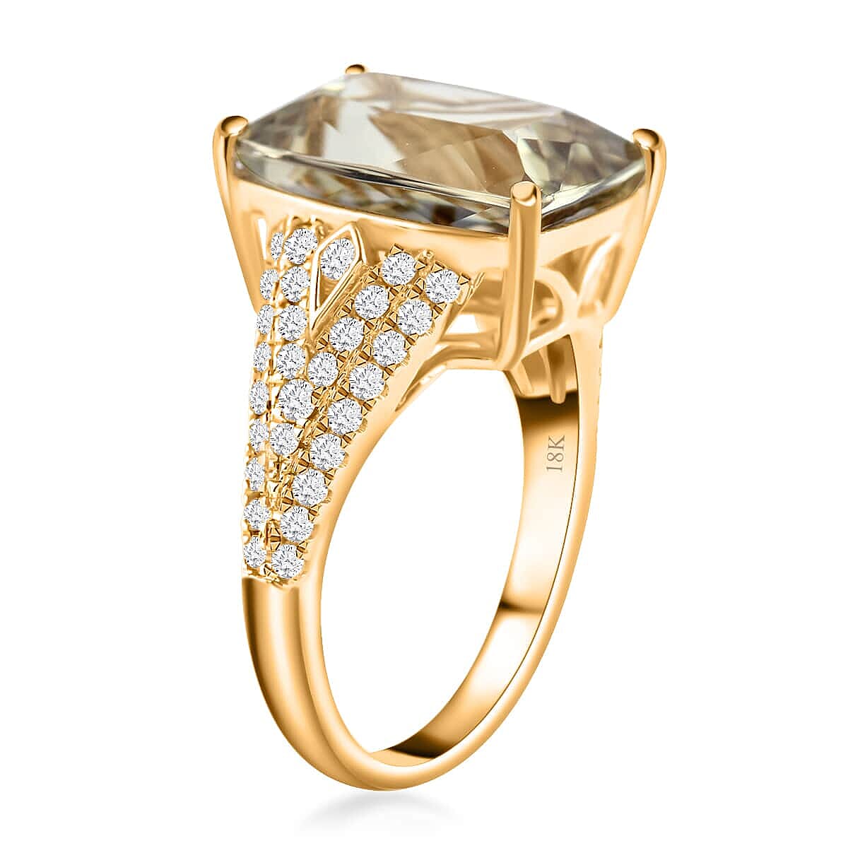 Iliana 18K Yellow Gold AAA Turkizite and G-H SI Diamond Ring (Size 7.0) 5.85 Grams 9.00 ctw
