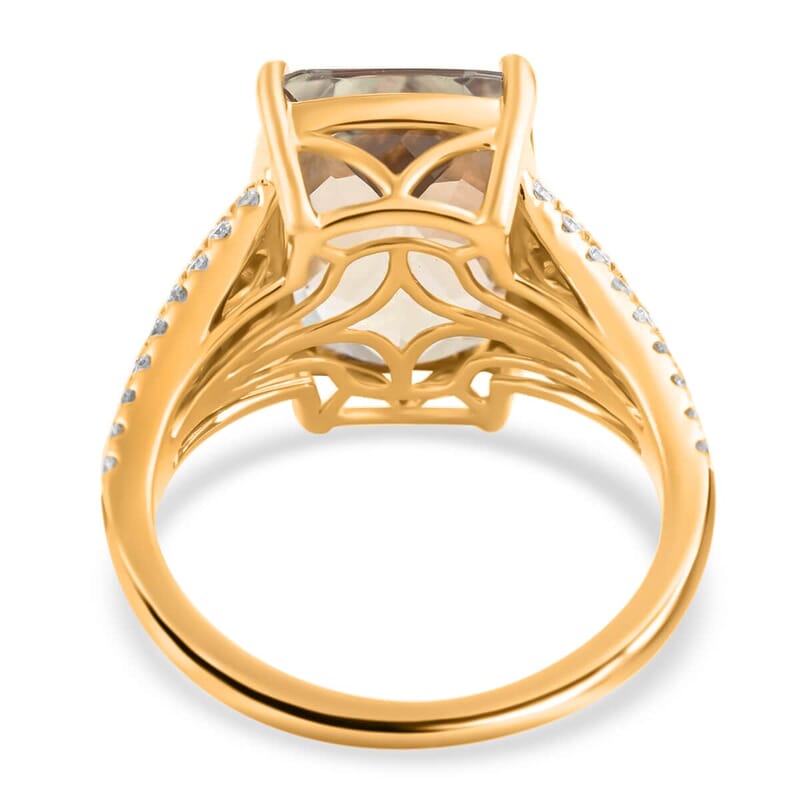 Iliana 18K Yellow Gold AAA Turkizite and G-H SI Diamond Ring (Size 7.0) 5.85 Grams 9.00 ctw