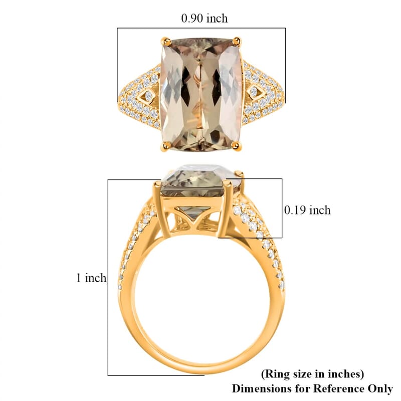 Iliana 18K Yellow Gold AAA Turkizite and G-H SI Diamond Ring (Size 7.0) 5.85 Grams 9.00 ctw