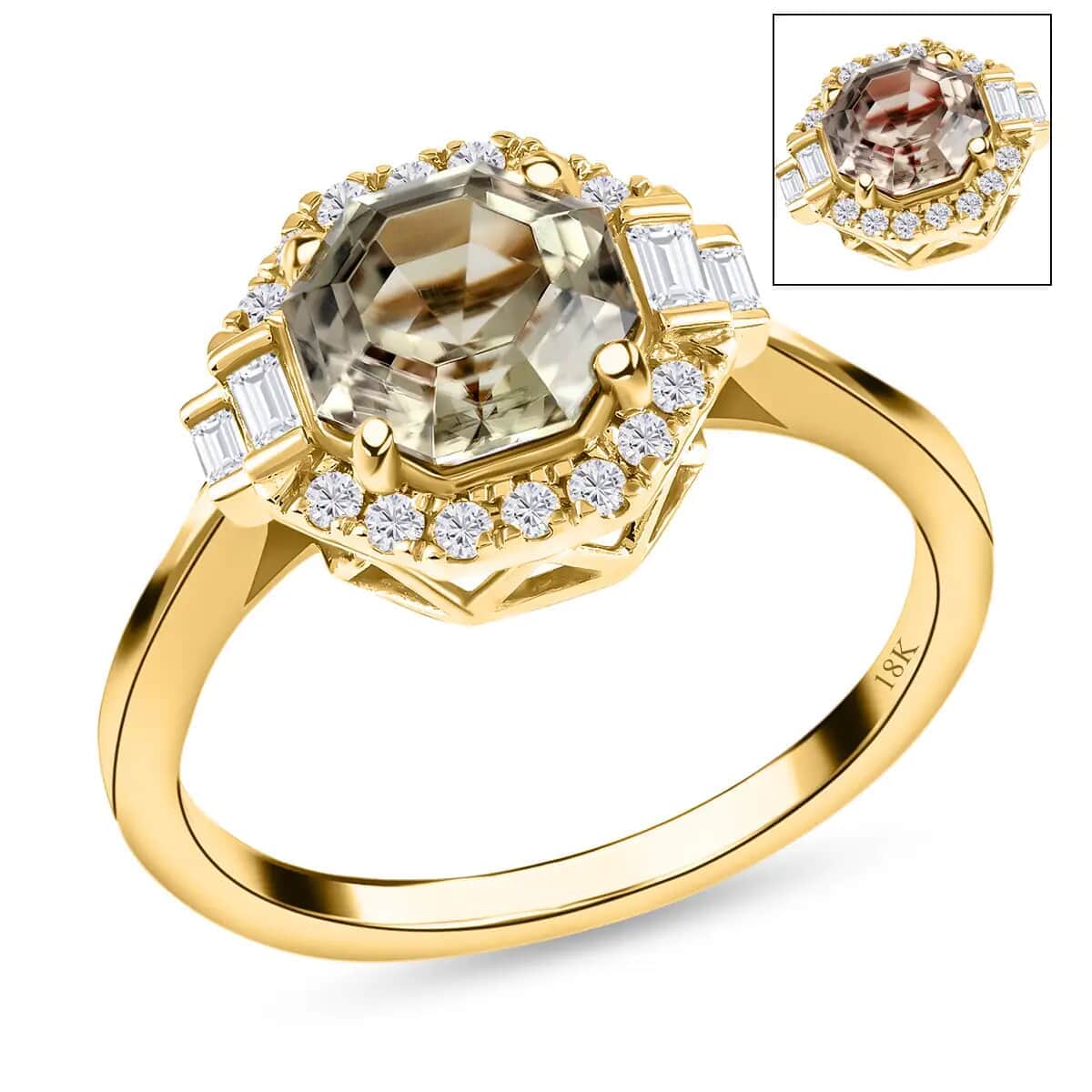 CERTIFIED ILIANA 18K Yellow Gold AAA Turkizite and Diamond G-H SI Ring with Free Appraised Certificate 3.25 Grams 2.00 ctw image number 0