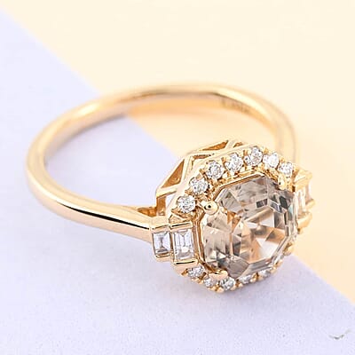 Certified & Appraised Iliana 18K Yellow Gold AAA Turkizite and G-H SI Diamond Ring (Size 6.0) 2.00 ctw