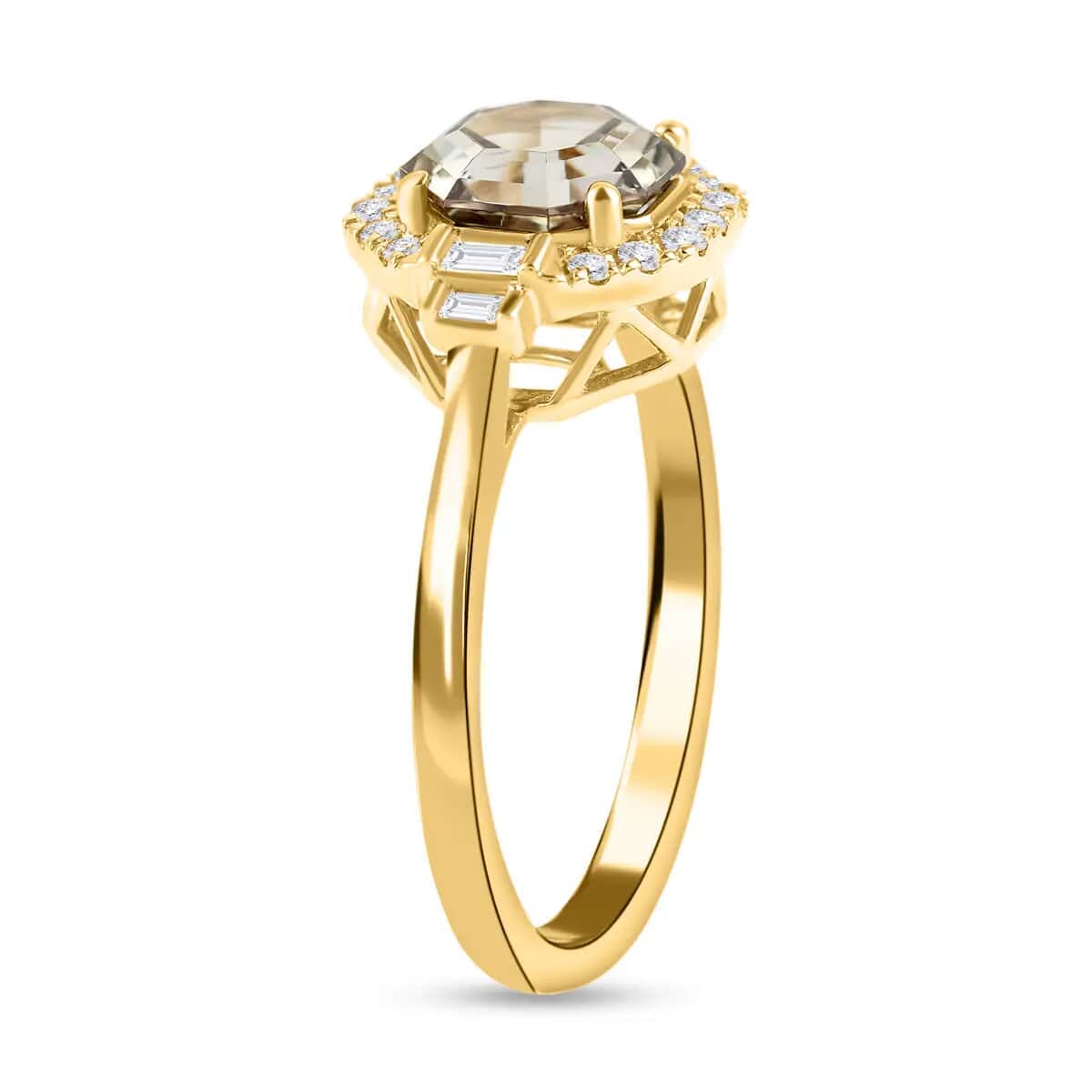 CERTIFIED ILIANA 18K Yellow Gold AAA Turkizite and Diamond G-H SI Ring with Free Appraised Certificate 3.25 Grams 2.00 ctw image number 3