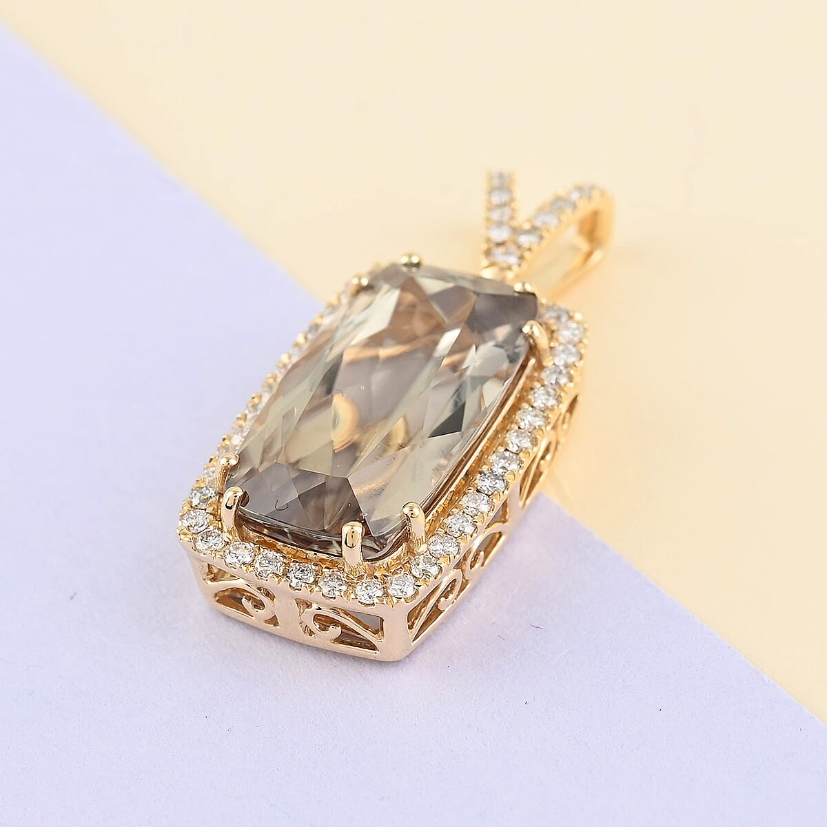 Iliana 18K Yellow Gold AAA Turkizite and G-H SI Diamond Halo Pendant 4.50 Grams 11.00 ctw image number 1