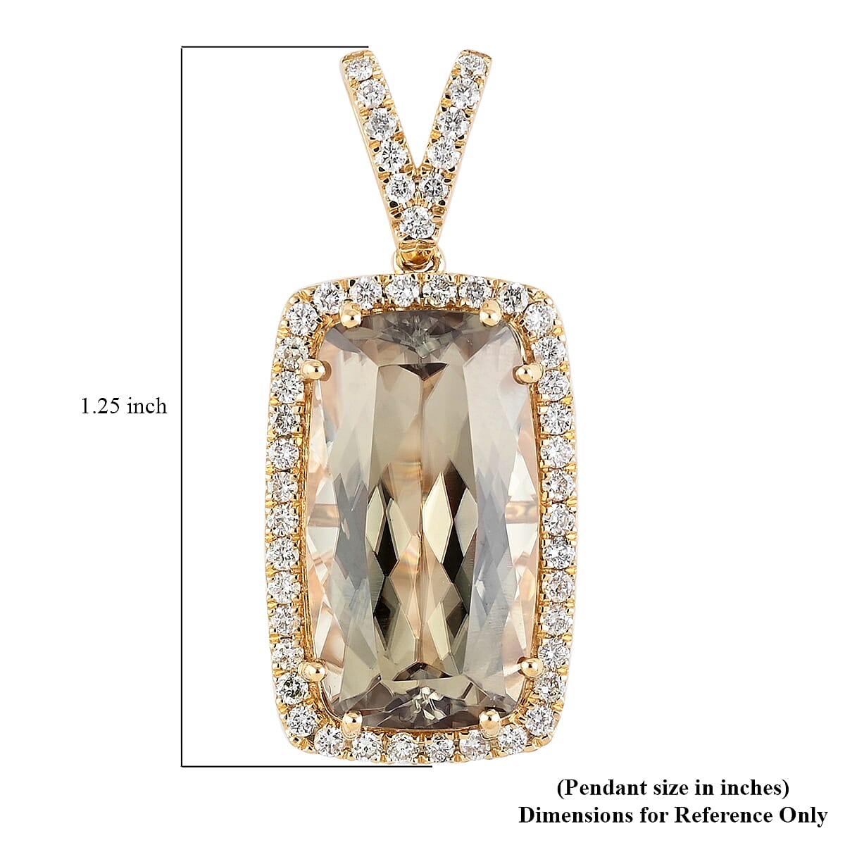 Iliana 18K Yellow Gold AAA Turkizite and G-H SI Diamond Halo Pendant 4.50 Grams 11.00 ctw image number 4