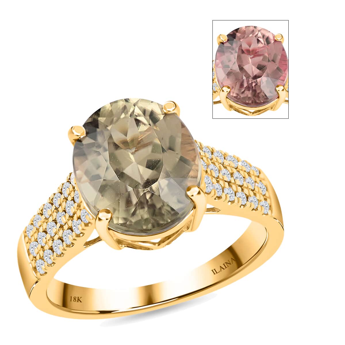 ILIANA 18K Yellow Gold AAA Turkizite and G-H SI Diamond Ring (Size 7.0) 4.15 Grams 5.50 ctw image number 0