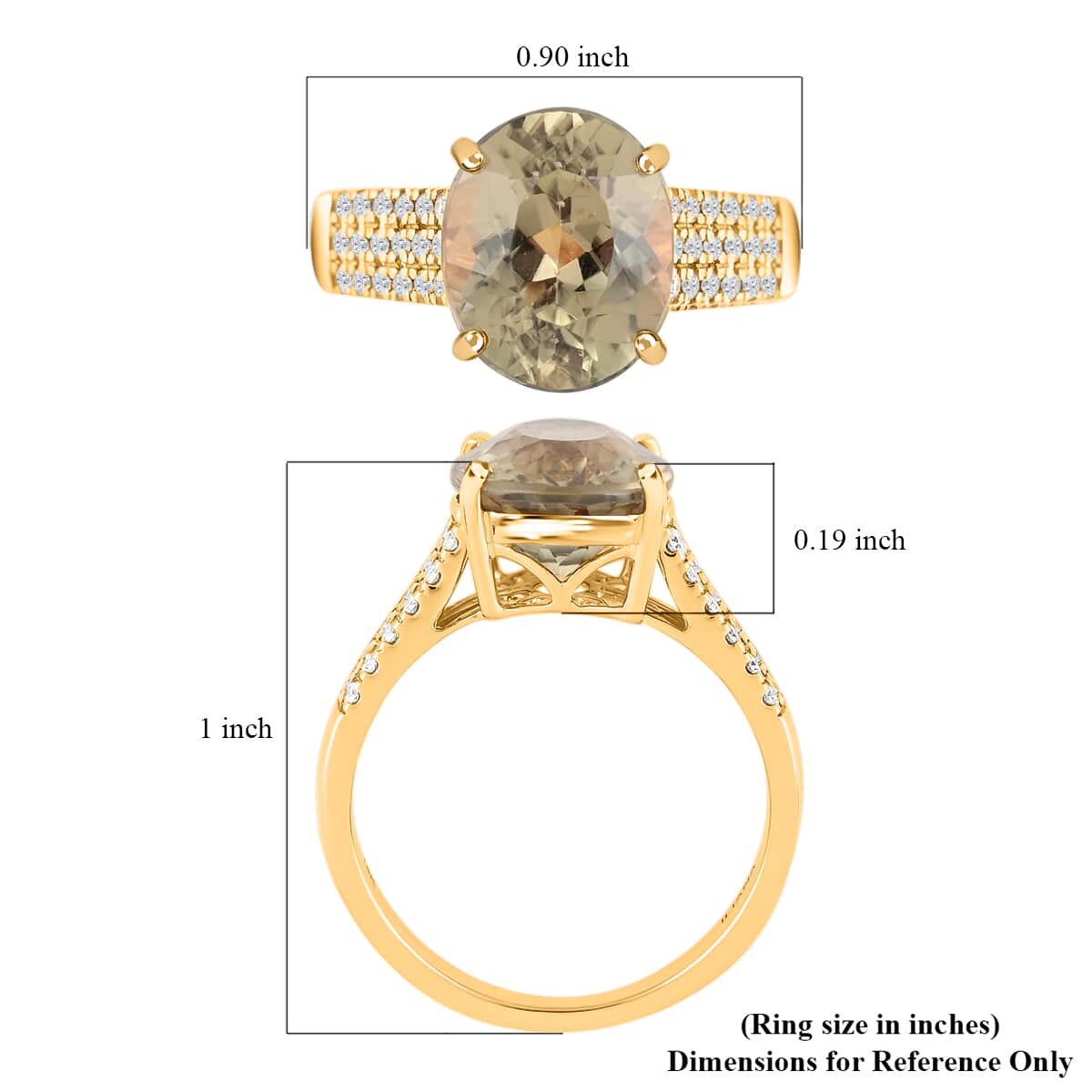 ILIANA 18K Yellow Gold AAA Turkizite and G-H SI Diamond Ring (Size 7.0) 4.15 Grams 5.50 ctw image number 5