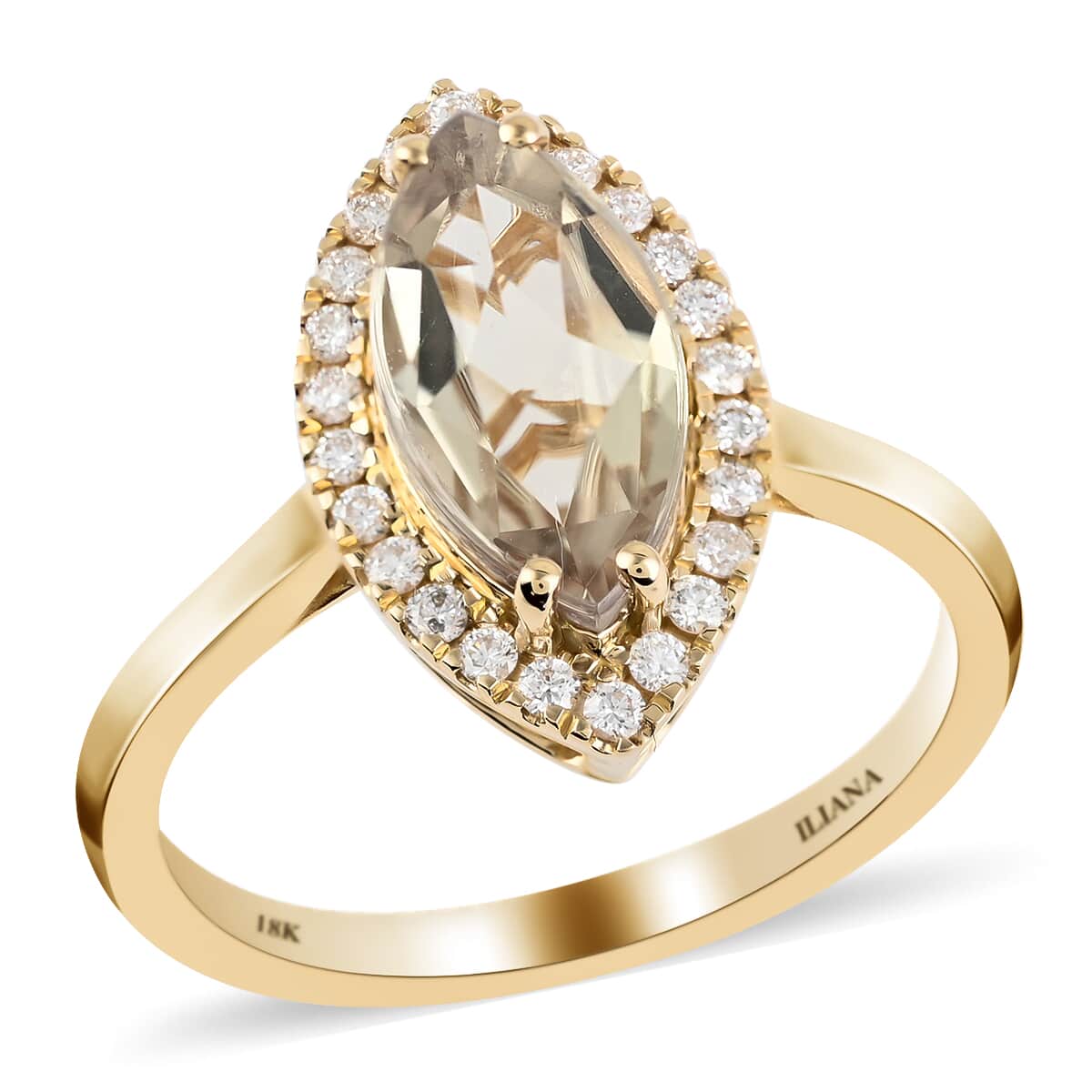 CERTIFIED ILIANA 18K Yellow Gold AAA Turkizite and Diamond G-H SI Halo Ring with Free Appraised Certificate 3.60 Grams 2.25 ctw image number 0