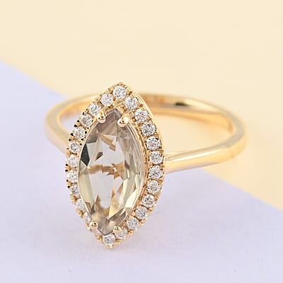 Certified & Appraised Iliana 18K Yellow Gold AAA Turkizite and G-H SI Diamond Halo Ring (Size 6.0) 2.20 ctw