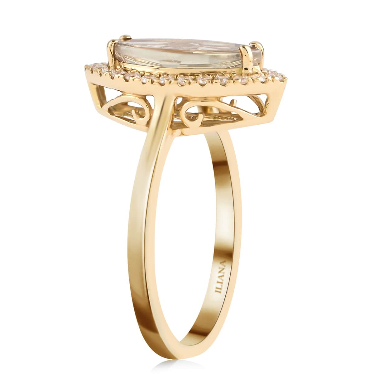 CERTIFIED ILIANA 18K Yellow Gold AAA Turkizite and Diamond G-H SI Halo Ring with Free Appraised Certificate 3.60 Grams 2.25 ctw image number 3