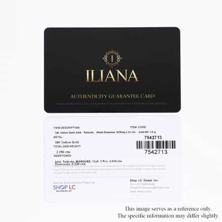 Certified & Appraised Iliana 18K Yellow Gold AAA Turkizite and G-H SI Diamond Halo Ring (Size 7.0) 2.20 ctw image number 8