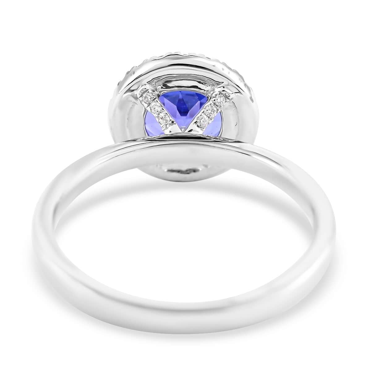 RHAPSODY 950 Platinum AAAA Tanzanite and E-F VS Diamond Halo Ring (Size 8.0) 5.20 Grams 2.15 ctw image number 4