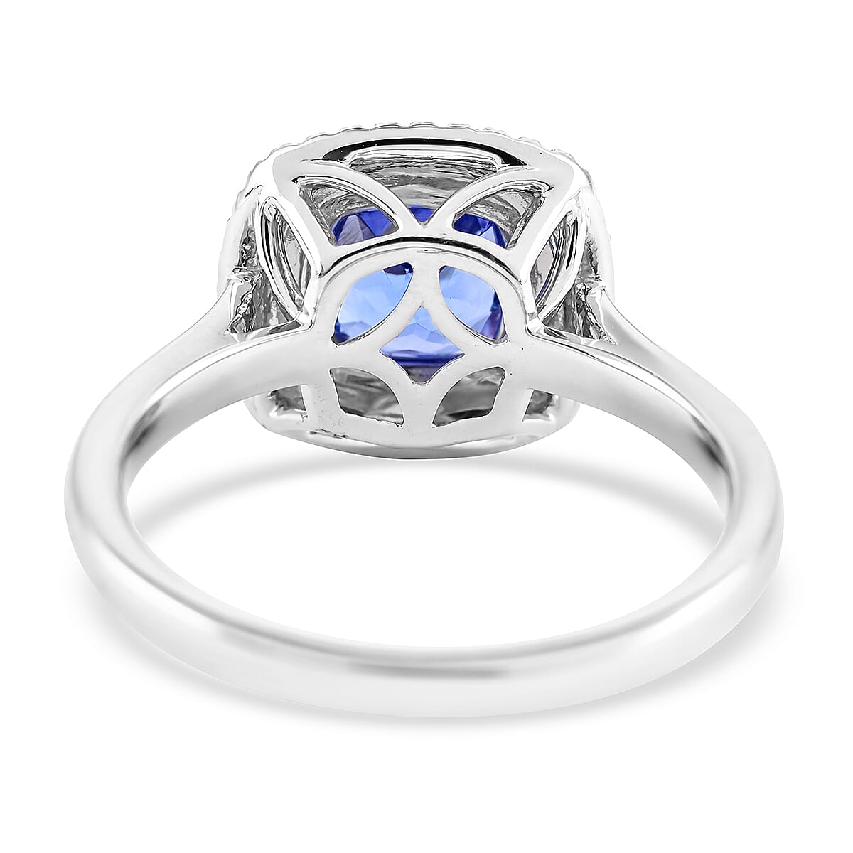 Rhapsody 950 Platinum AAAA Tanzanite and E-F VS Diamond Double Halo Ring (Size 10.0) 6.60 Grams 2.00 ctw