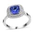 Rhapsody 950 Platinum AAAA Tanzanite and E-F VS Diamond Double Halo Ring (Size 7.0) 6.60 Grams 2.00 ctw image number 0