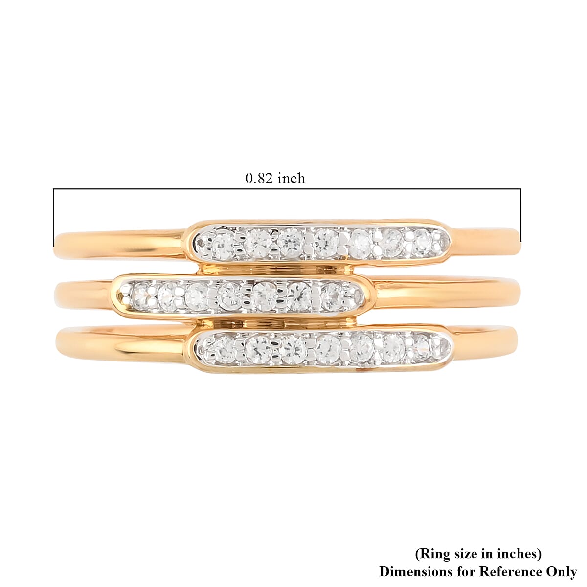 Natural White Zircon Multi Band Ring in 14K Yellow Gold Over Sterling Silver (Size 5.0) 0.30 ctw image number 4