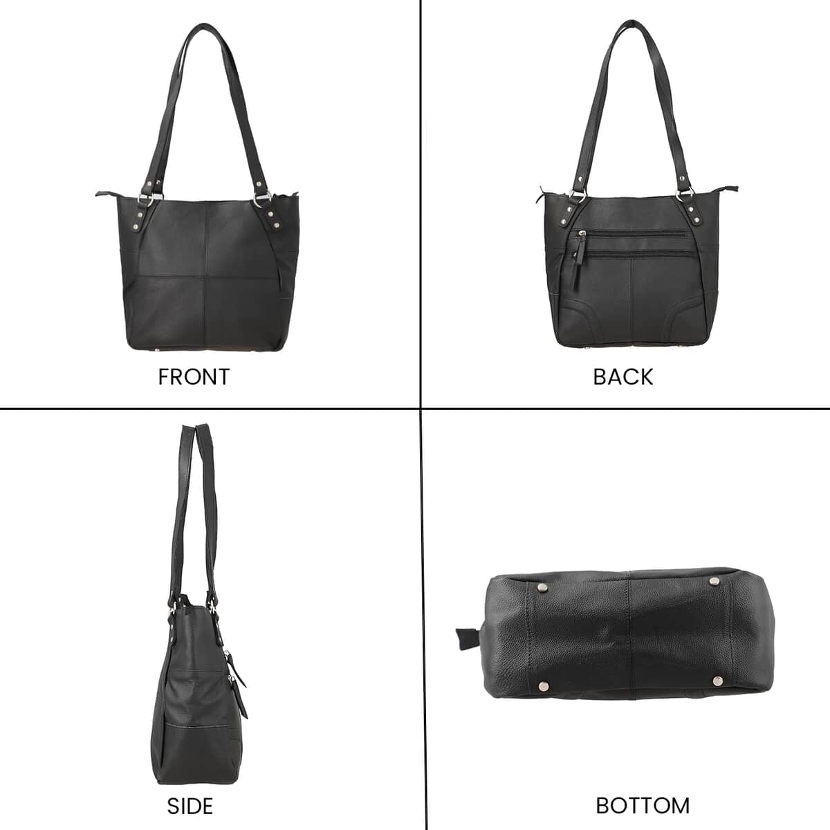 New Age Black Genuine Leather Shoulder Bag (11"x5"x10.5") image number 3