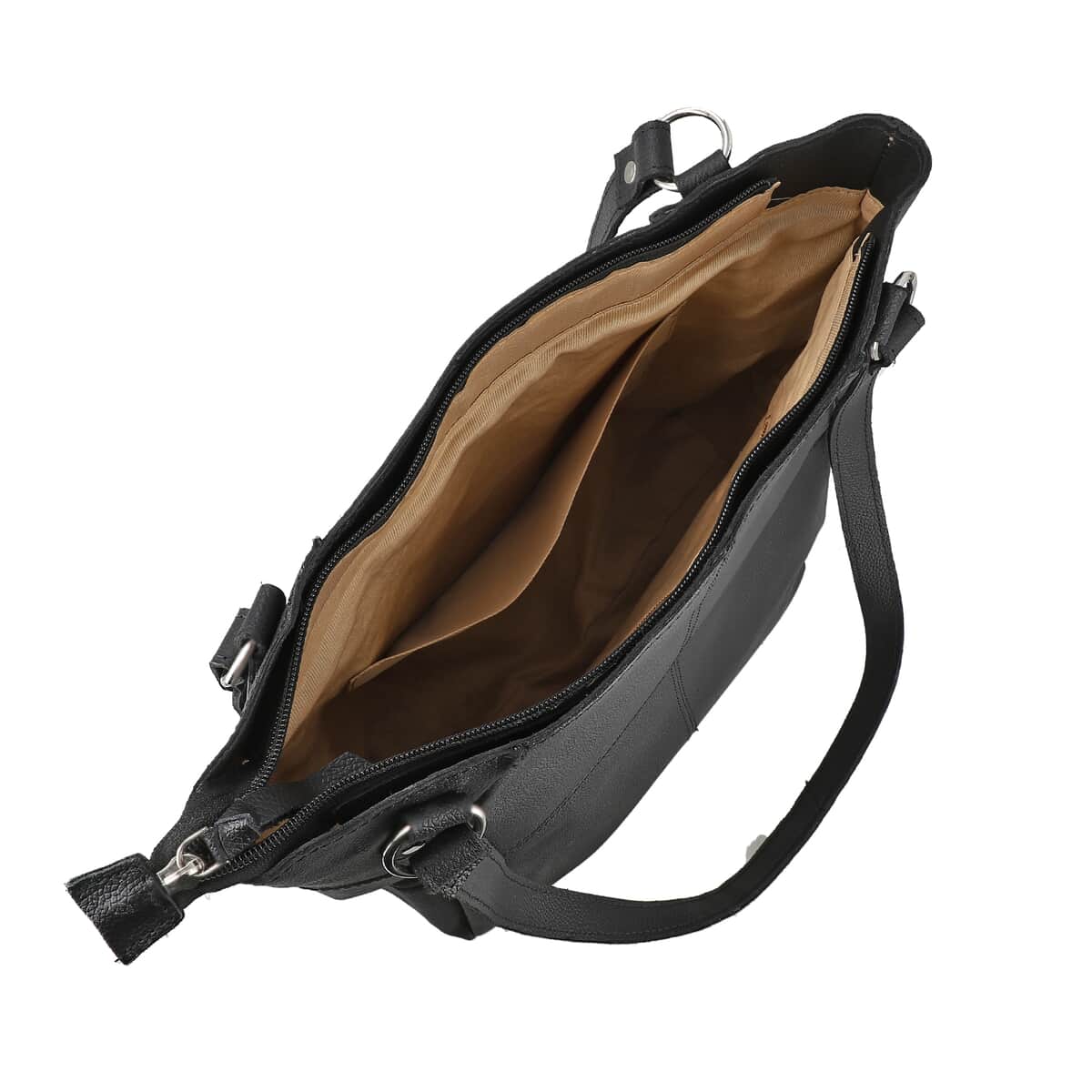 New Age Black Genuine Leather Shoulder Bag (11"x5"x10.5") image number 4