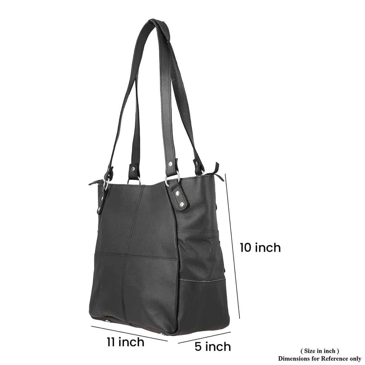 New Age Black Genuine Leather Shoulder Bag (11"x5"x10.5") image number 6