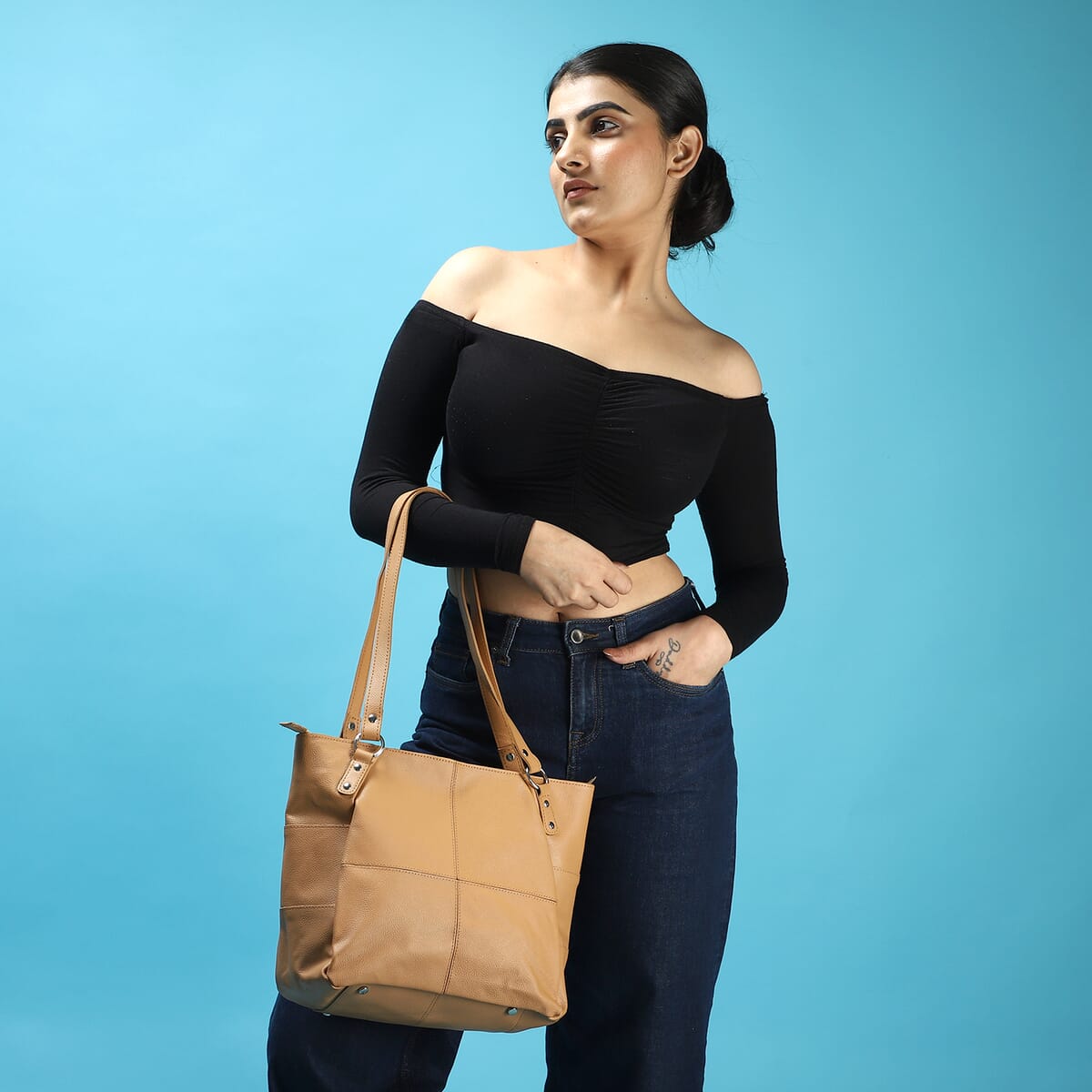 Newage Tan Genuine Leather Shoulder Bag image number 1