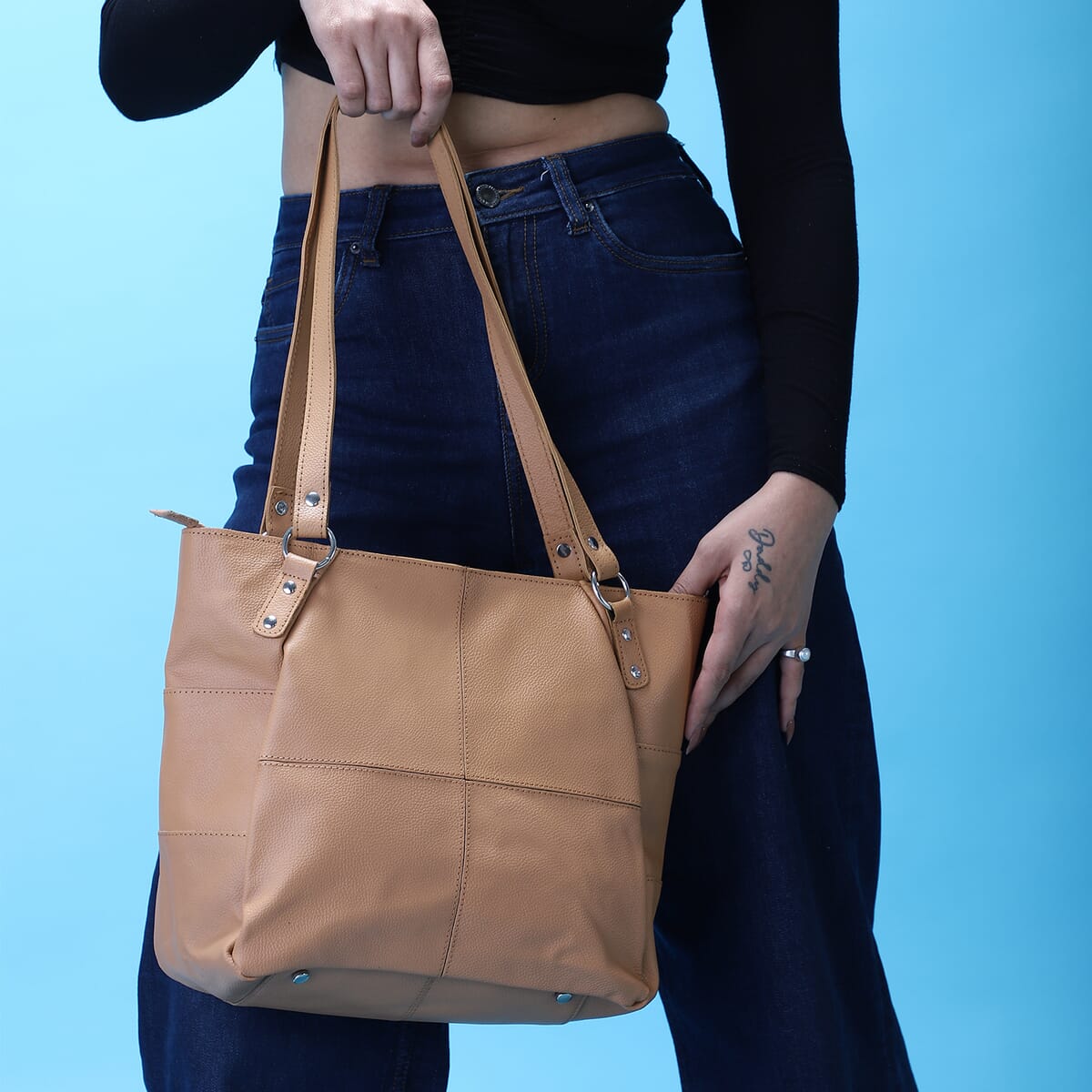 Newage Tan Genuine Leather Shoulder Bag image number 2